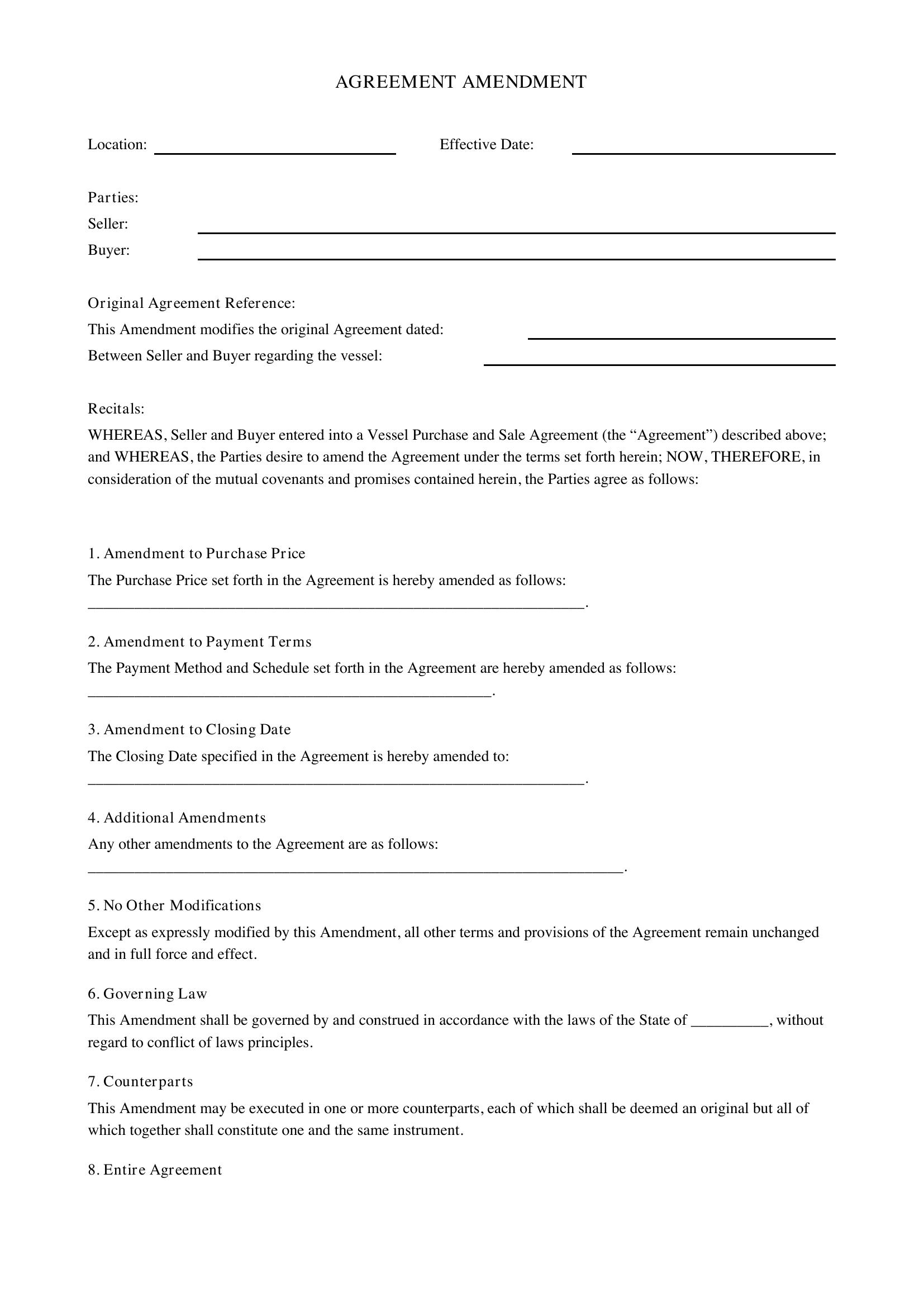 Agreement Amendment Template - US