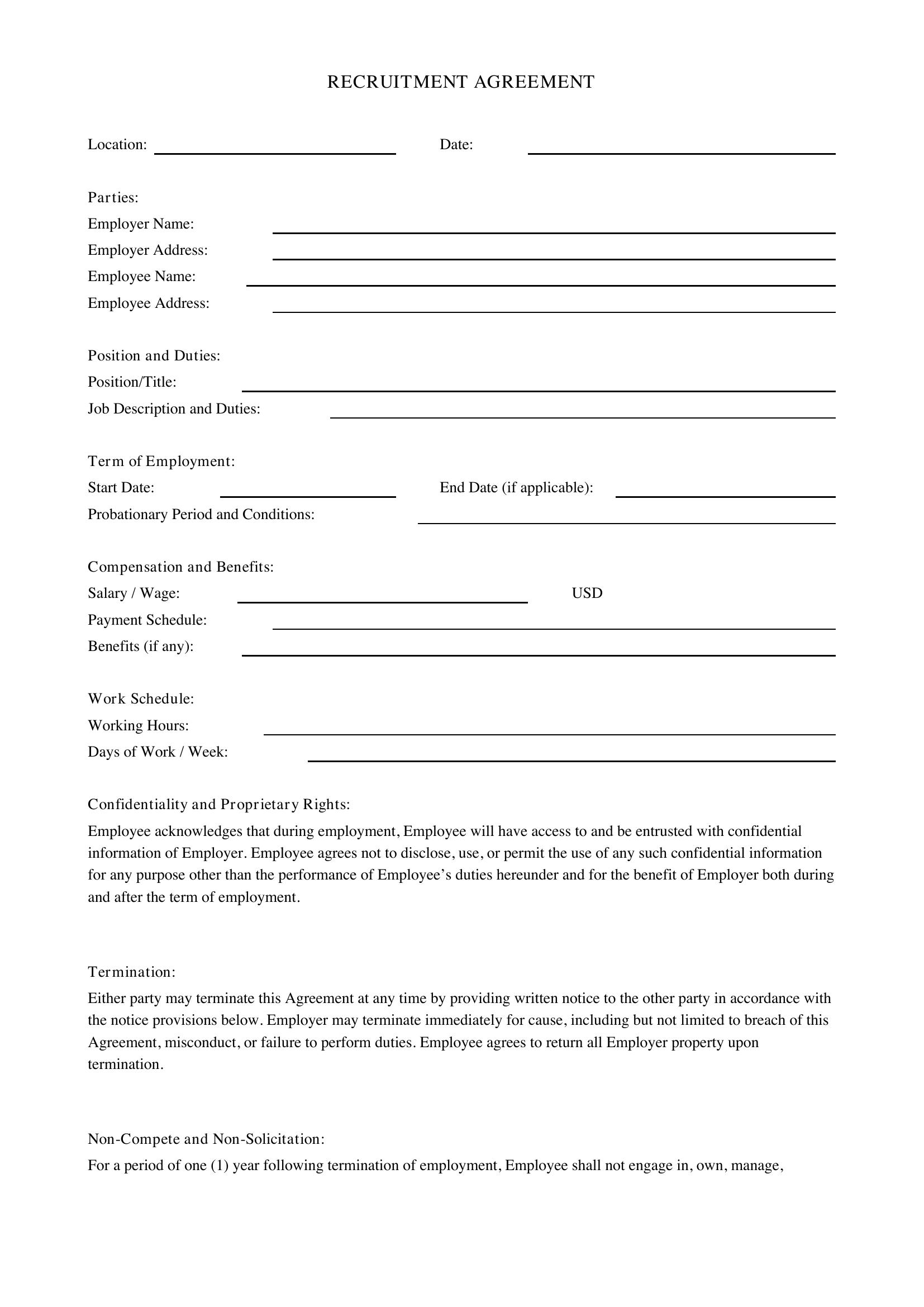 Recruitment Agreement Template - US